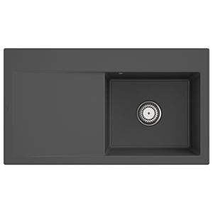 Villeroy und Boch Subway Style 50 Einbauspüle 335101i4 Becken rechts, Ablaufgarnitur mit Handbetätigung, 900 x 510 mm, Graphit