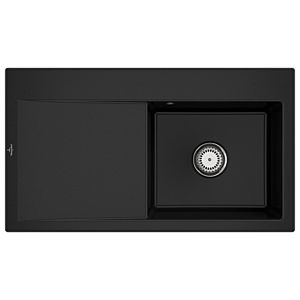 Villeroy und Boch Subway Style 50 Einbauspüle 335101J0 Becken rechts, Ablaufgarnitur mit Handbetätigung, 900 x 510 mm, Chromite