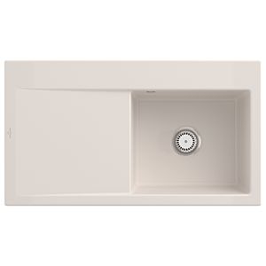 Villeroy und Boch Subway Style 50 Einbauspüle 335101KR Becken rechts, Ablaufgarnitur mit Handbetätigung, 900 x 510 mm, Crema