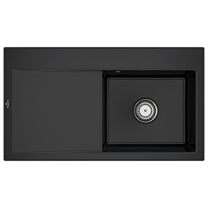 Villeroy und Boch Subway Style 50 Einbauspüle 335101S5 Becken rechts, Ablaufgarnitur mit Handbetätigung, 900x510mm, Ebony