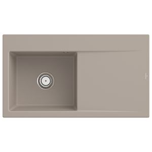 Villeroy und Boch Subway Style 50 Einbauspüle 335201AM Becken links, 900 x 510 mm, Ablaufgarnitur mit Handbetätigung, Almond