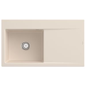 Évier encastrable Villeroy et Boch Subway Style 50 335201FU, cuve à gauche, 900 x 510 mm, garniture de vidange avec commande manuelle, Ivoire