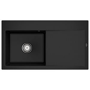 Villeroy und Boch Subway Style 50 Einbauspüle 335201J0 Becken links, 900 x 510 mm, Ablaufgarnitur mit Handbetätigung, Chromite