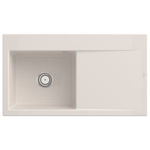 Villeroy und Boch Subway Style 50 Einbauspüle 335201KR links, mit Ablaufgarnitur, 900 x 510 mm, Handbetätigung, crema CeramicPlus