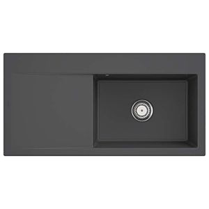 Villeroy und Boch Subway Style 60 Einbauspüle 336101i4 Becken rechts, Ablaufgarnitur mit Handbetätigung, 1000 x 510 mm, Graphit