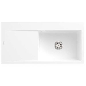 Villeroy und Boch Subway Style 60 Einbauspüle 336101RW Becken rechts, Ablaufgarnitur mit Handbetätigung, 1000 x 510 mm, Stone White