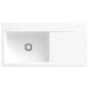 Évier encastrable Villeroy et Boch Subway Style 60 336201RW vasque à gauche, garniture de vidange avec commande manuelle, 1000 x 510 mm, Stone White