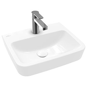 Villeroy and Boch O.novo Cloakroom basin 434446T2 45x37cm, square, with tap hole, without overflow, white AntiBac C- Plus