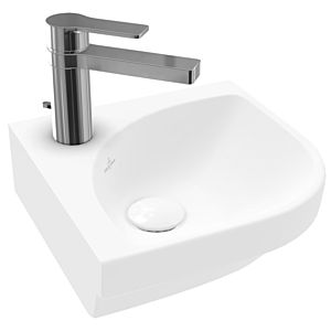 Villeroy und Boch Subway 3.0 Eck-Handwaschbecken 437146RW 32cm Schenkellänge, mit Hahnloch/ohne Überlauf, stone white C-plus