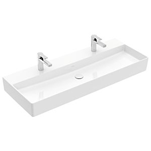 Villeroy und Boch Memento 2.0 Waschtisch 4A22C101 120x47cm, 2 Hahnlöcher, ohne Überlauf, Weiß