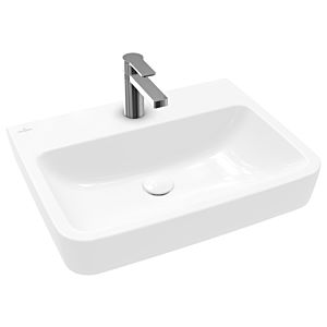 Villeroy und Boch O.novo Waschtisch 4A4161T2 60x46cm, eckig, mit Hahnloch, ohne Überlauf, weiß AntiBac C-plus