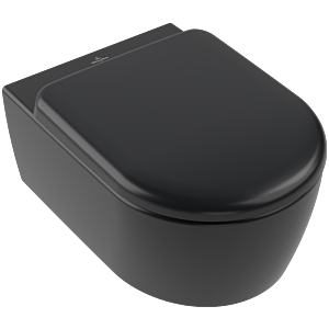 Ensemble WC Villeroy et Boch Skyla Combi-Pack 5656CLR7 370 x 530 x 315 mm, suspendu, avec TwistFlush, Pure Black CeramicPlus