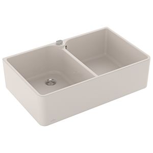 Villeroy and Boch double bowl sink 638002KR drain fitting with eccentric operation, Crema