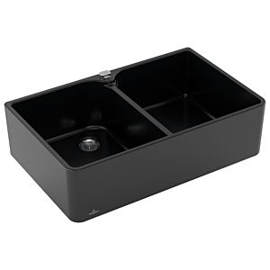 Villeroy and Boch double bowl sink 638002S5 drain fitting with eccentric operation, Ebony