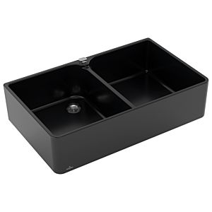 Villeroy and Boch double bowl sink 639002S5 drain fitting with eccentric operation, Ebony