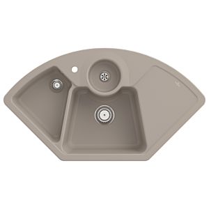 Villeroy and Boch Solo Corner Sink 670801AM Drain Fitting, Manual Operation, Waste Bowl, Almond