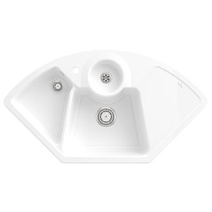 Villeroy and Boch Solo Eck corner sink 670801R1 drain fitting, manual operation, waste bowl, white