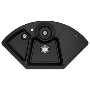 Villeroy and Boch Solo Corner Sink 670801S5 Drain Fitting, Manual Operation, Waste Bowl, Ebony