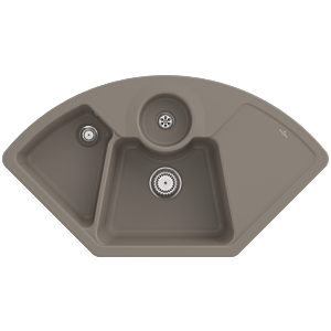 Villeroy and Boch Solo Eck Corner Sink 670801TR Drain Fitting, Manual Operation, Waste Bowl, Timber