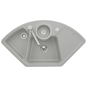Villeroy und Boch Solo Eck Eckspüle 670802KD Ablaufgarnitur, Exzenterbetätigung, Resteschale, Fossil