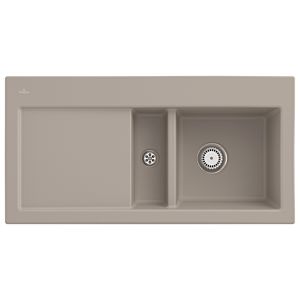 Villeroy und Boch Subway 60 Einbauspüle 671201AM rechts, mit Ablaufgarnitur und Handbetätigung, 1000 x 510 mm, Almond