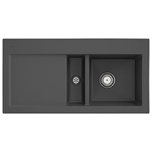 Évier encastrable Villeroy et Boch Subway 60 671201i4 à droite, avec garniture de vidage , 1000 x 510 mm, commande manuelle, graphite CeramicPlus