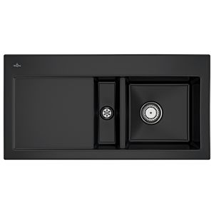 Villeroy und Boch Subway 60 Einbauspüle 671201S5 rechts, mit Ablaufgarnitur, 1000 x 510 mm Handbetätigung, ebony CeramicPlus