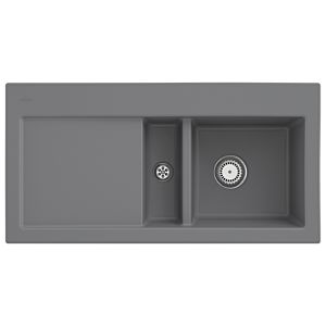 Évier encastrable Villeroy et Boch Subway 60 671201SL à droite, avec garniture de vidage , 1000 x 510 mm, commande manuelle, pierre CeramicPlus