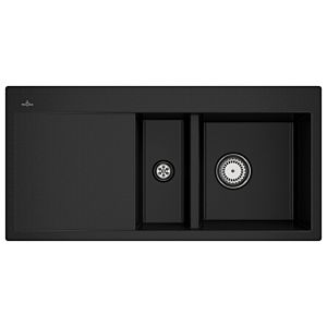 Villeroy and Boch Subway Villeroy and Boch Subway sink 67121FJ0 basin on the right, with waste set and manual operation, chromite