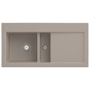 Villeroy und Boch Subway 60 Einbauspüle 677001AM links, mit Ablaufgarnitur, Handbetätigung, 1000 x 510 mm, almond CeramicPlus