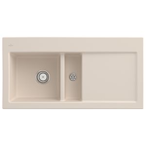Villeroy and Boch Subway 60 built-in sink 677001FU left, with drain fitting, manual operation, 1000 x 510 mm, ivory CeramicPlus