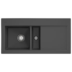 Villeroy & Boch Subway 60 Einbauspüle 677001i4 links, mit Ablaufgarnitur und Handbetätigung, 1000 x 510 mm, Graphite