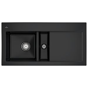 Villeroy und Boch Subway 60 Einbauspüle 677001S5 links, mit Ablaufgarnitur, Handbetätigung, 1000 x 510 mm, ebony CeramicPlus