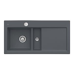 Évier encastrable Villeroy et Boch Subway 60 677002i4 gauche, avec garniture de vidage , commande excentrique, 1000 x 510 mm, graphite CeramicPlus