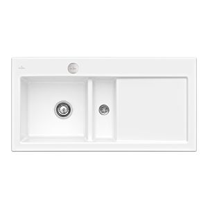 Villeroy and Boch Subway 60 built-in sink 677002KG left, with drain fitting, eccentric operation, 1000 x 510 mm, snow white CeramicPlus