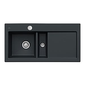 Villeroy und Boch Subway 60 Einbauspüle 677002S5 links, mit Ablaufgarnitur, Excenterbetätigung, 1000 x 510 mm, ebony CeramicPlus