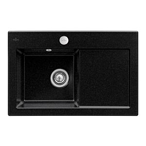 Villeroy und Boch Subway Flächenbündige Spüle 67722FJ0 Becken links, mit Ablaufgarnitur und Exzenterbetätigung, Chromit