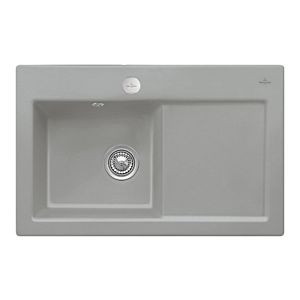 Villeroy und Boch Subway Flächenbündige Spüle 67722FKD Becken links, mit Ablaufgarnitur und Exzenterbetätigung, Fossil