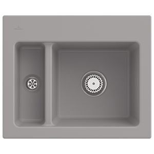 Villeroy und Boch Subway 60 XM Einbauspüle 678001KD mit Ablaufgarnitur, 620 x 510 mm, Handbetätigung, fossil CeramicPlus