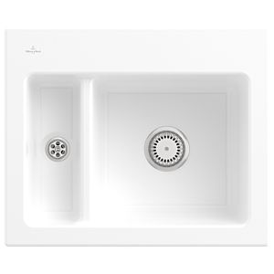 Villeroy und Boch Subway 60 XM Einbauspüle 678001KG mit Ablaufgarnitur, 620 x 510 mm, Handbetätigung, snow white CeramicPlus