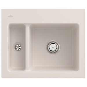 Villeroy und Boch Subway 60 XM Einbauspüle 678001KR mit Ablaufgarnitur, 620 x 510 mm, Handbetätigung, crema CeramicPlus