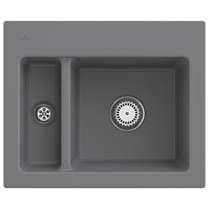 Villeroy & Boch Subway 60 XM Einbauspüle 678001SL mit Ablaufgarnitur und Handbetätigung, 620 x 510 mm, Stone