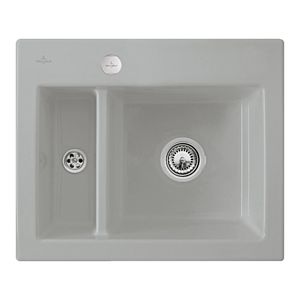 Villeroy et Boch Subway évier à chasse d&#39;eau 67802FKD avec garniture de vidage et actionnement excentrique, Fossil