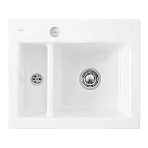 Villeroy und Boch Subway Flächenbündige Spüle 67802FKG mit Ablaufgarnitur und Exzenterbetätigung, Snow White