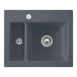 Villeroy und Boch Subway Flächenbündige Spüle 67802FS5 mit Ablaufgarnitur und Exzenterbetätigung, Ebony