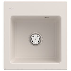 Villeroy und Boch Subway 45 XS Einbauspüle 678101KR mit Ablaufgarnitur, 475 x 510 mm, Handbetätigung, crema CeramicPlus