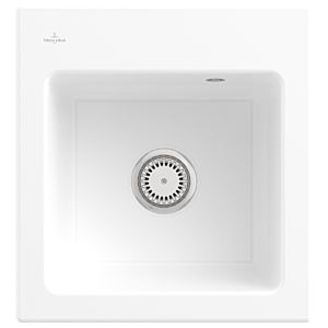 Villeroy und Boch Subway 45 XS Einbauspüle 678101R1 mit Ablaufgarnitur, 475 x 510 mm, Handbetätigung, weiß alpin CeramicPlus