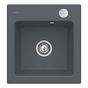Évier encastrable Villeroy &amp; Boch Subway 45 XS 678102i4 avec garniture de vidage et commande excentrique, 475 x 510 mm, Graphite