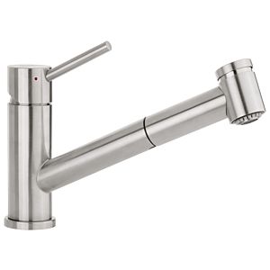 Villeroy und Boch Spültisch-Einhebelmischer 927200LC 7,8 l/min, ausziehbar, Umstellung Strahl/Brause, Edelstahl gebürstet