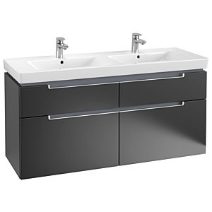 Villeroy & Boch Subway 2.0 Waschtischunterschrank A91700PD,128,7x59x44,9cm, Black Matt, Griff matt